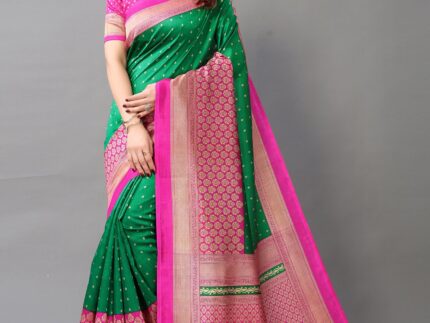 Green And Beige Silk Saree