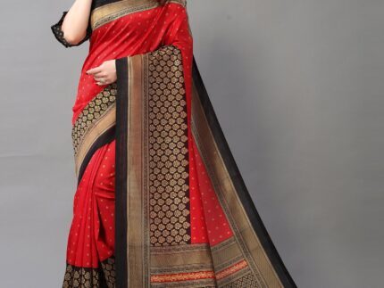 Red And Beige Silk Saree