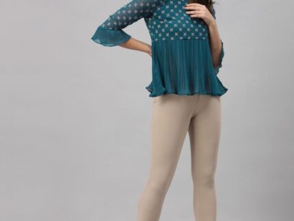 Teal Colored Georgette Printed Top