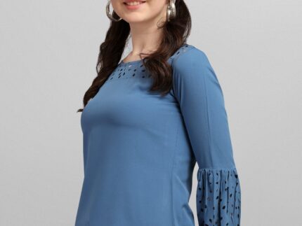 Blue Lacer Cut Top