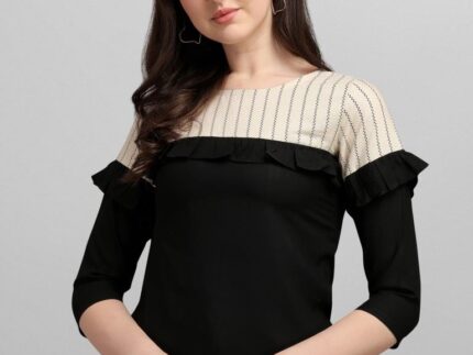 Black Colored Rayon Colour Block Top
