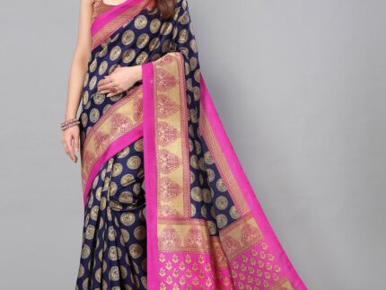 Navy Blue Banarasi Silk Saree