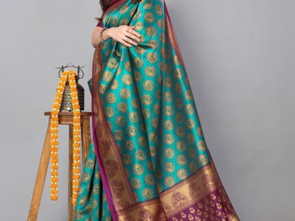 Rama Green Banarasi Silk Saree
