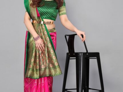 Pink Banarasi Silk Saree