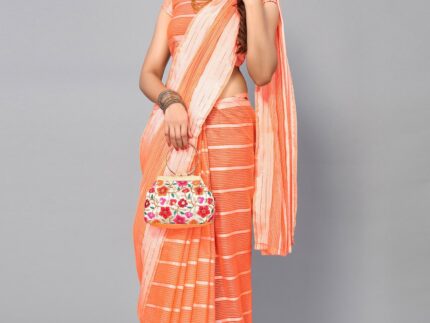 Orange Cotton Saree