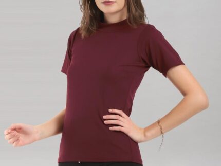 Maroon Coloured Lycra Knitted Top