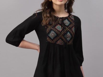 Black Gathered Top