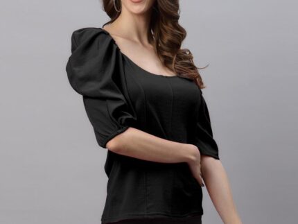 Black Puff Sleeve Top