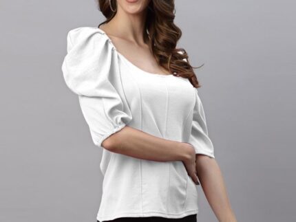 White Puff Sleeve Top