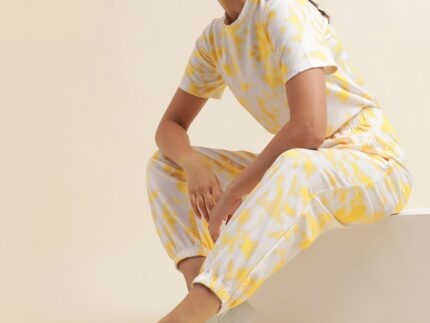 White & Yellow Tie-dye Co-ords Set