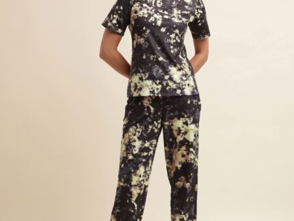 Cream & Black Tie-dye Co-ord Set