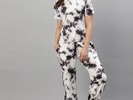 Grey And White Tie and Dye Co-Ords Set