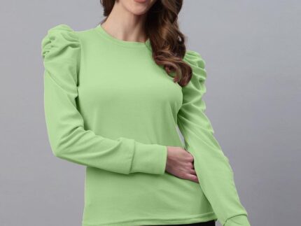 Mint Green Puff Sleeve Top