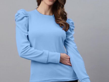 Sky Blue Puff Sleeve Top