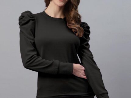 Black Puff Sleeve Top