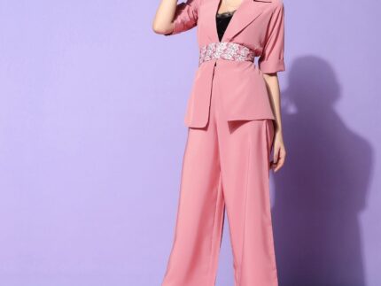 Pink Blazer Style Co-ord Set