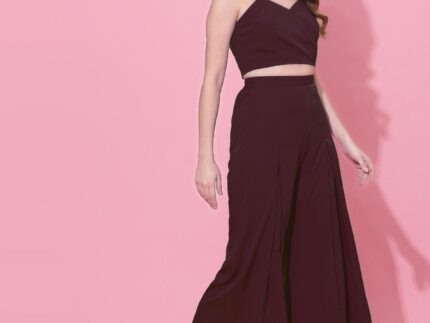 Maroon Box-Pleated Co-ord Set