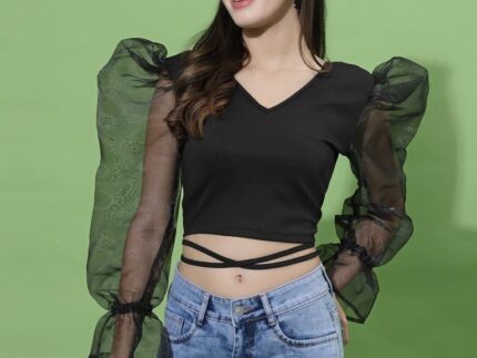 Black Puff Sleeve Top