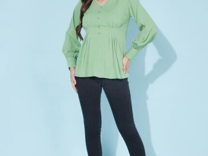 Olive Green bishop sleeves Top