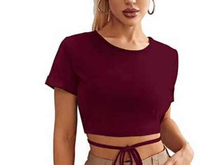 Maroon tie up Top