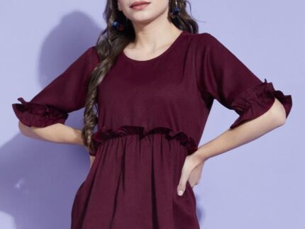 Wine Ruffles Top
