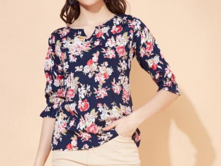 Blue Floral Printed Top