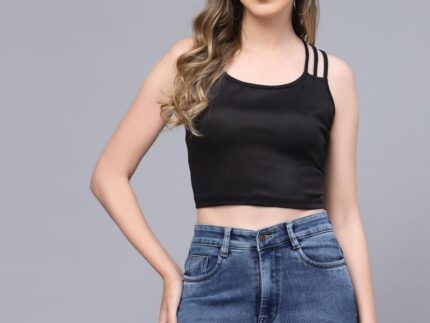 Black Shoulder Striped Top
