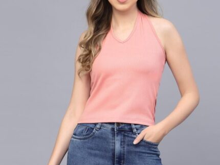 Peach Halter Neck Top