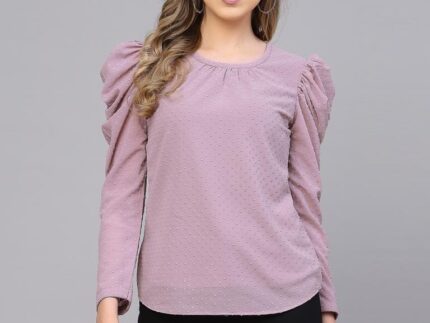 Lavender Mutton Sleeve Top
