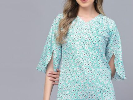 Light Turquoise Casual Top