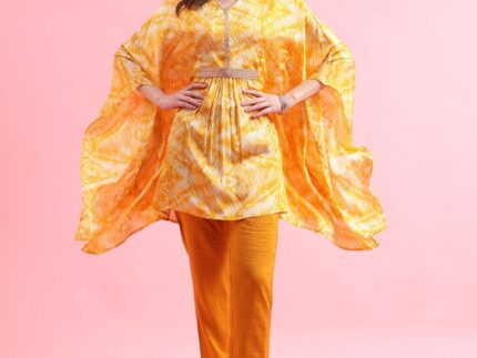 Turmeric Yellow Plain Chinnon Co-ord Set