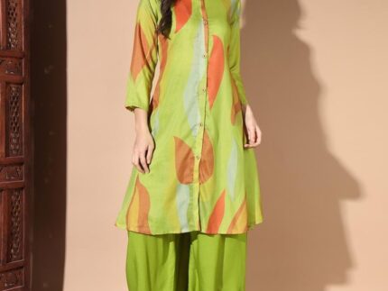 Green Cotton Printed Co-ord Set