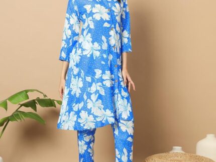 Blue Cotton Printed Co-ord Set