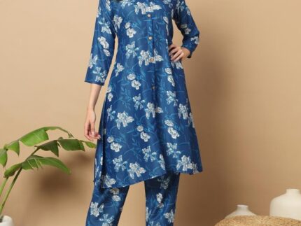 Blue Cotton Printed Co-ord Set