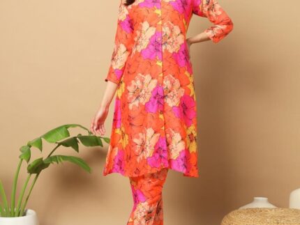 Orange Cotton Printed Co-ord Set
