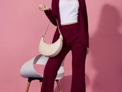 Maroon Lycra Plain Co-Ord Set