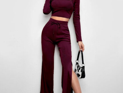 Maroon Knitted Co-ord Set