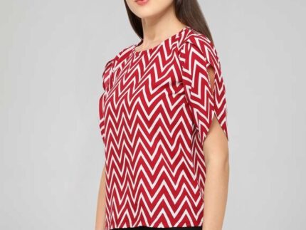 Maroon Coloured Printed Crepe Top