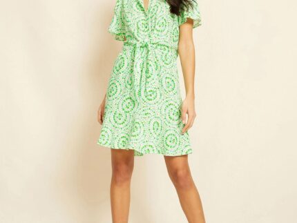 White Printed A-Line Dress