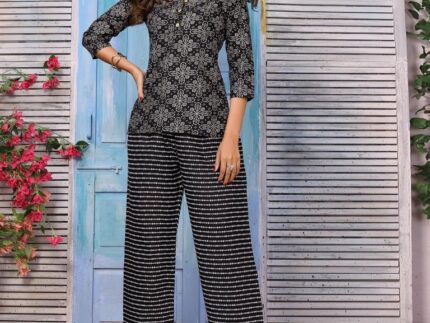 Black Printed Cotton Co-ord Set