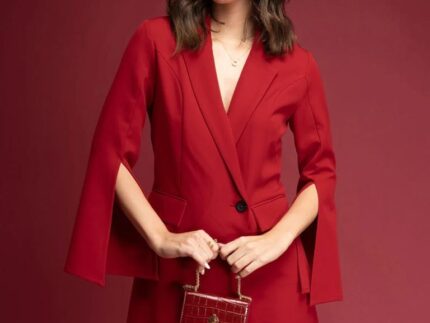 Red Printed Slit Dress