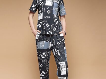 Black Printed Lycra Co-ord