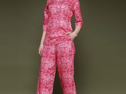 Pink Printed Cotton Co-ord Set