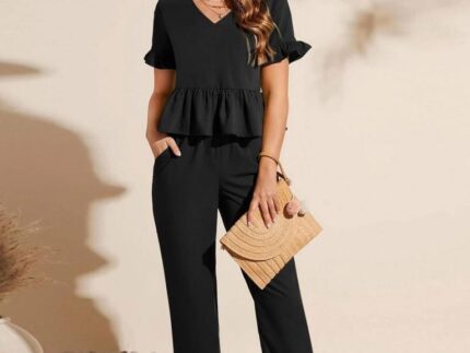 Black ester Plain Co-ord Set
