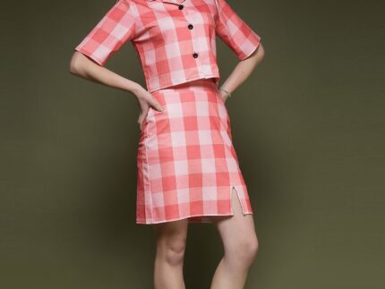 Light Pink Printed Lycra Co-ord Set