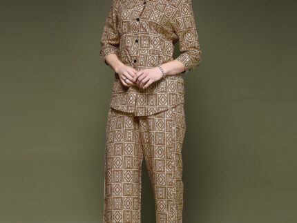 Brown Printed Cotton Co-ord Set