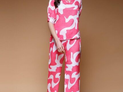 Pink White Printed Co-ord Set