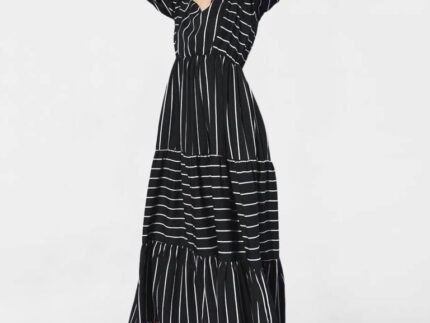 Black White ester Printed Dress