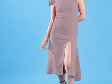 Mauve Lycra Plain Dress