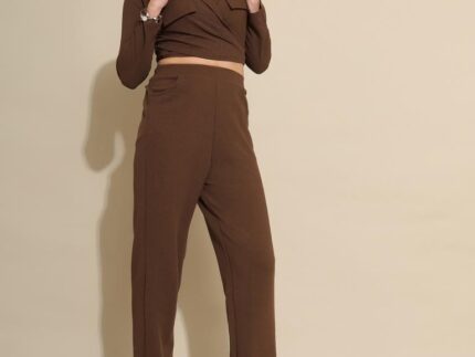 Brown Lycra Plain Co-ords Set